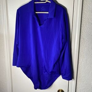 Nike Dri-FIT Long Sleeve Polo Bodysuit Cobalt Blue Womens XL